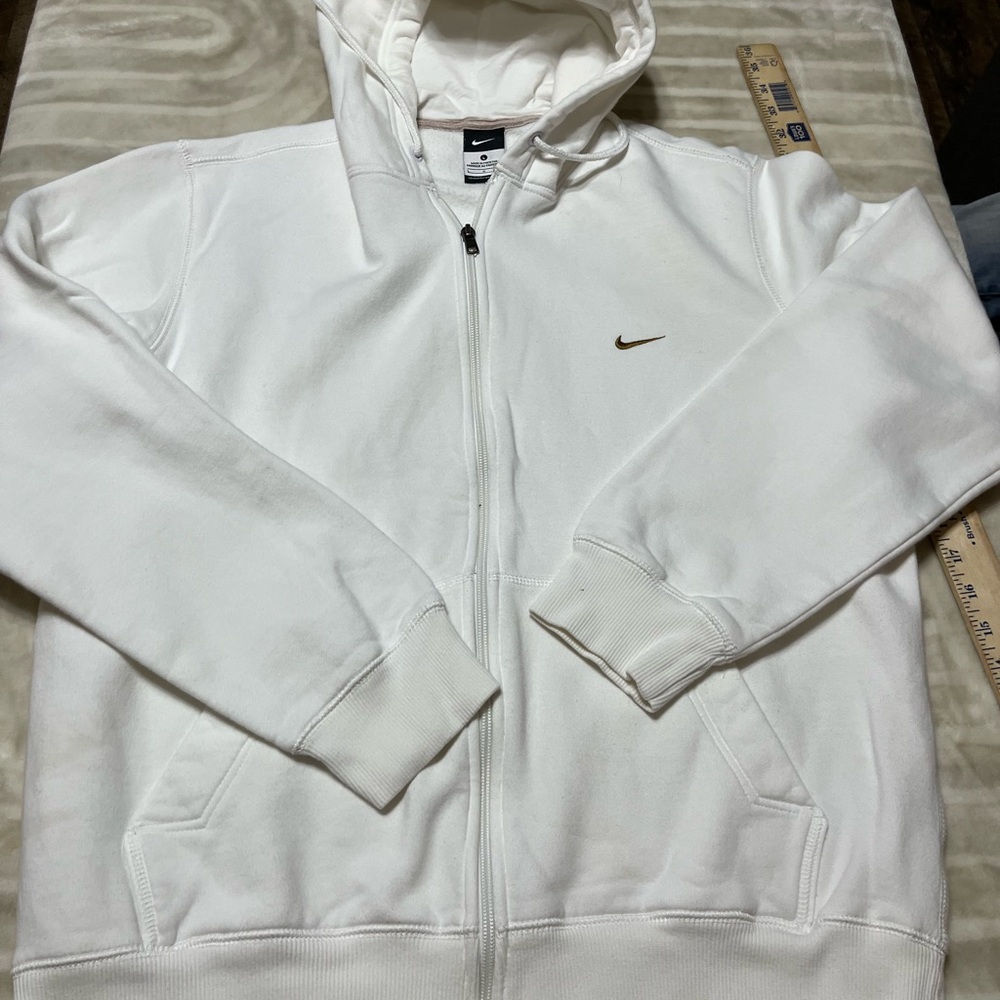 Nike White Hoodie with gold Logo Large
